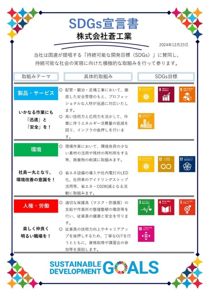 SDGSについての宣言書